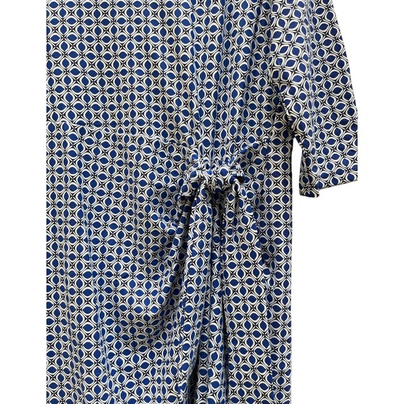 Talbots Plus V-Neck Faux Wrap Shift Dress Blue White Geometric Print Women X NWT - Picture 4 of 9